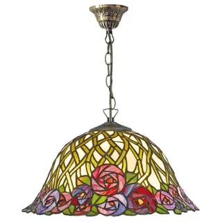 Casa Padrino Tiffany Deckenleuchte Hängeleuchte mit Kette Mosaik Glas, Bunt, Durchmesser 40 cm - Bunt