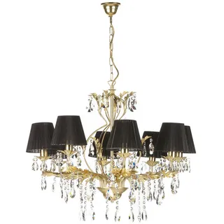 Kronleuchter , Goldfarben, Schwarz Hochglanz , Metall, Textil , rund , 80x105x80 cm , Eec , ohne Chemie , Lampen & Leuchten, Innenbeleuchtung, Hängeleuchten, Kronleuchter