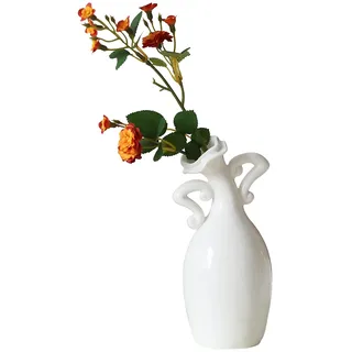 xmmeimk Vase mit Haltung, weiße Keramikvase mit kleinem Hals, neuartige und schöne einzigartige Form, 17,8 cm, Moderne Wohndekorationsvase, kann als Dekoration für Esstisch, Bücherregal und