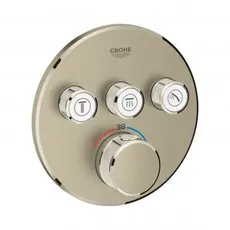 Grohe Grohtherm SmartControl Thermostat mit drei Absperrventilen, Wandrosette rund, Farbe: Nickel gebürstet