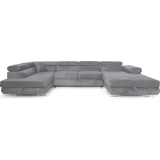 Sofiland Ecksofa Aller U XXL-Ecksofa mit Schlaffunktion und zwei Bettkästen in Hellgrau, linke Seite - Hellgrau