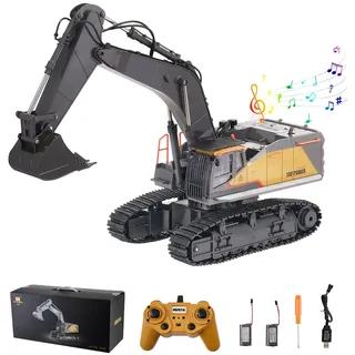 VEVOR Ferngesteuerter Bagger Spielzeug, 22 Kanäle, ferngesteuerter Bagger im Maßstab 1:14 mit Metallschaufel, RC-Bagger mit Lichtern und Geräuschen, funktionsfähige Baufahrzeuge, Geburtstagsgeschenk