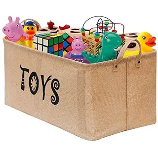 Gimars Aufbewahrungskorb für Spielzeuge 46L groß faltbare Spielzeugkorb 56 x 33 x 25cm Jute Aufbewahrungskiste Kinder Spielzeugbox Kinderzimmer Zusammenklappbarer Organizer (22 Zoll)