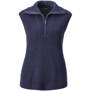 Pullunder GOLDNER "Modischer Pullunder mit Troyerkragen", Damen, Gr. 50, blau (marine), Obermaterial: 50% Baumwolle CO. 50% Polyacryl PAN., Sonstiges, Pullover Pullunder, Troyerkragen mit Reißverschluss