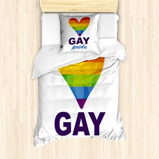 ABAKUHAUS Stolz Mantele, Homosexuell Kultur Herz, Milbensicher Allergiker geeignet mit Kissenbezügen, 135 cm x 200 cm - 80 x 80 cm, Mehrfarbig
