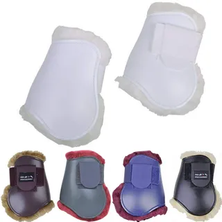 HKM Streichkappen -Teddy- für Hinterbeine Hufglocken Grau/Schwarz One Size