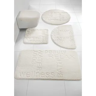 Badematte GRUND Gr. 9, weiß (sanftes weiß), WC-Vorleger rechteckigmit Ausschnitt (45cm x 50cm) WC-Deckelbezug (47cm x 50cm), 1 Stk., Badematten, Badematte