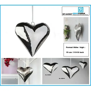 Formano-Deko-Herz-zum-Hängen-Silber-Optik-Edelstahl Maße 15x6x6 cm