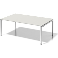 Bild von Konferenztisch Cito grauweiß, verkehrsweiß rechteckig, 4-Fuß-Gestell weiß, 200,0 x 120,0 x 65,0 - 85,0 cm