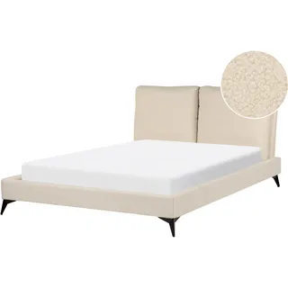 Beliani Polsterbett 140/200cm Helles Beige Melle - Textil , 140x200 cm , Schlafzimmer, Betten, Polsterbetten