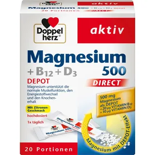 Doppelherz Magnesium 500 + B12 + D3 DIRECT Pellets 20 St.