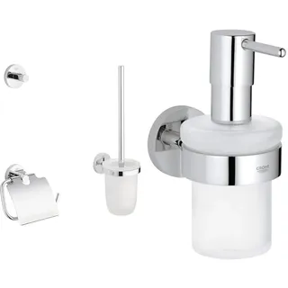 GROHE Essentials Accessoires Bath Chrom, 40407001, Rund, Weiß & Essentials - Seifenspender, Chrom, 40448001