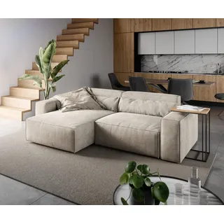 DeLife Ecksofa Sirpio 230x155 cm Cord Beige Recamiere variabel - Beige