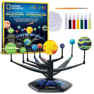Blue Marble NATIONAL Geographic Leuchtendes 3D-Sonnensystem Modellbausatz für Kinder – Baue & Bemale EIN Planetensystem mit beweglichen Armen, Mint-Projekt für Kinder von 8-12 Jahren