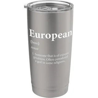 Europäische Definition Europa Witz Lustig Euro Geburtstag Europäisch Doppelwandiger Edelstahl-Thermobecher