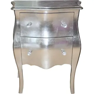 Casa Padrino Barock Kommode im Antik Look, Silber, Massivholz, H 78 cm, B 62 cm, T 36 cm