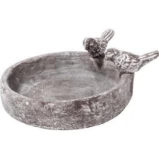 dobar® Klassische Vogeltränke Pool-Oase - Vogelbad aus Zement - Vogelbecken für Wildvögel - Wassertränke für Garten/Terrasse/Balkon - Ø 18 cm - Grau