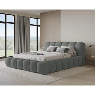 Chilly Design Polsterbett Stone Grau Bouclé Stoff 180x200 cm mit Stauraum Quelle 92 - Dunkelgrau