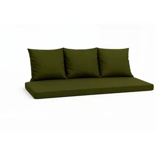 Setgarden  Mix Bench Kissen Outdoor Kissen Bankauflage 160x60+3x50x56cm Kissen Für 3-Sitzer Bänke 1tlg Grün