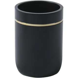 Spirella Zahnputzbecher Zahnbürstenhalter Keramik Bly 7x11,5 cm Schwarz Gold Matt