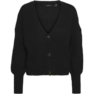 VERO MODA Damen Vmlea Ls V-Hals Manchet Cardigan Noos Strickjacke, Schwarz, M EU
