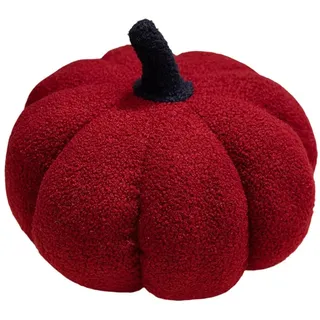 Generisch Kürbis Kissen,Herbstdeko Pumkin Pillow,Halloween Deko Aesthetic Kürbis-Kissen,Sofakissen,Rückenkissen,Kniekissen,Plüschkissen,Dekokissen für Inner,28CM(Rot)