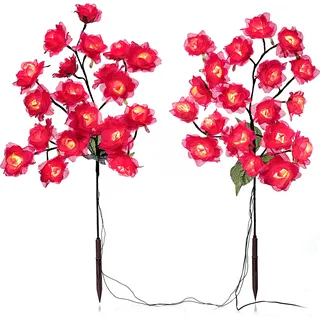 LED-Gartenstecker "Pink Roses" 2er-Set, 40 LEDs - Rosa