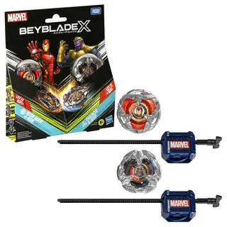 Hasbro Beyblade X Marvel Collab Iron Man 4-80B vs. Thanos 4-60B Multipack Set