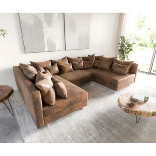 DeLife Wohnlandschaft Clovis Braun Antik Optik Modulsofa - Braun