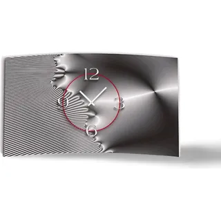 Digital Art metallic grau Designer Wanduhr modernes Wanduhren Design leise kein ticken DIXTIME 3D-0282 - Weiß