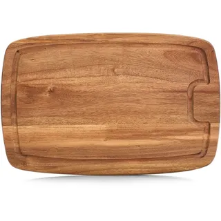 Zeller Present Schneidebrett mit Saftrille, Akazie, 40 x 26 x 1,5 cm,