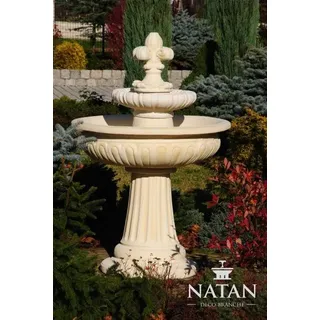 Springbrunnen Garten Teich Brunnen 138cm Steinbrunnen Gartenbrunnen Fontaine Neu - Weiß