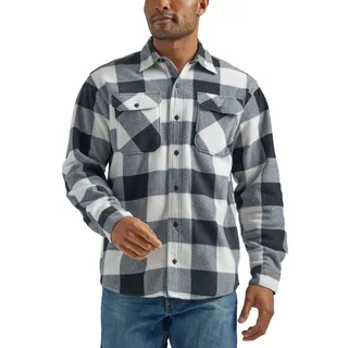 Wrangler Authentics Herren Langärmeliges, Schweres Fleece Hemd mit Button-Down-Kragen, Birkenbüffel, Klein