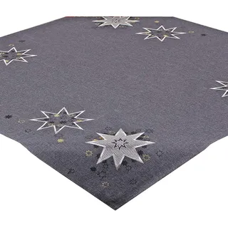 Tischdecke WEIHNACHTSSTERNE grau, 85x85 cm, Moderne Mitteldecke zu Weihnachten