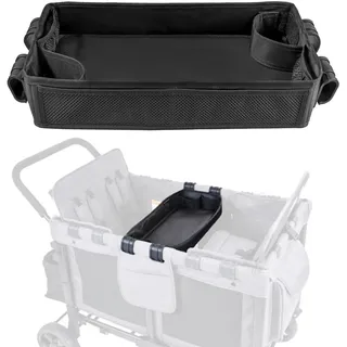 SHINETEC Doppelseitiges Kinderwagen-Tablett für Camper-Wagen – Kinder-Snack- und Aktivitätstisch mit Getränkehaltern und Netztaschen, Reise-Spielfläche für Mahlzeiten, Zeichnen, Spielzeug (L)