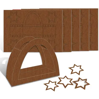 Ursus 2350072 - Laternenpackung Rundbogen, mittelbraun, 25 Laternenrohlinge, aus Fotokarton 300 g/qm, ca. 47 x 54 cm, inklusive 100 Sterne Durchmesser ca. 15,2 cm, ideal für den nächsten Laternenlauf