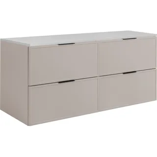 Badezimmerschrank, Kaschmir / Weiß, Schwarze Griffe, 120 (2 x 60) x 46 x 57 cm - Beige