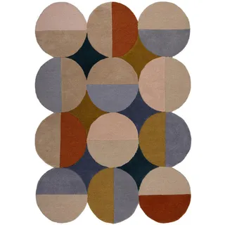 Xora Wollteppich , Blau, Rostfarben , Textil , Abstraktes , rechteckig , 160x230 cm , Reach, AZO-frei, Bsci, Handmade in India , für Fußbodenheizung geeignet , Teppiche und Böden, Teppiche, Moderne Teppiche