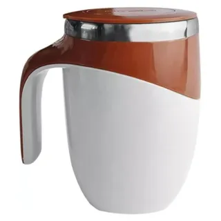 Selbstrührender Becher aus 304 Edelstahl, automatischer magnetischer Kaffeebecher mit Deckel für Zuhause, Büro, Reisen, 380 ml, Braun