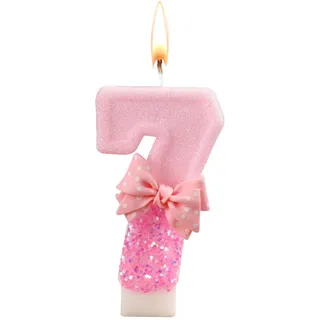 Ovanda Kerze 7 Geburtstag Mädchen,Kerze Rosa Tortendeko 7,3D Regenbogen Kerzen Rosa Geburtstagskerzes,Kerzen Zahlen 7 Lila,Geburtstagsdeko Mädchen 7 Jahre,geburtstagskerzen zahlen