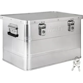 Aluminium Box mit Deckel Silber Alu Kiste Box Alukiste 65 Liter Transportbox Metallbox Alu Aufbewahrungsbox Boxen Abschliessbar Metallkiste Trucky