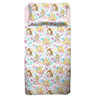 Disney Prinzessinnen-Bettwäsche-Set für Einzelbett, aus reinem Baumwollflanell, Oberlaken + Kissenbezug