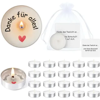 BBTO 15 Sets Danke für Alles Teelicht Kerzen Geachenke für Kollegen Freunde Lehrer Dankeschön Kerzen mit Spruch Dankeschön Geschenke Abschiedsgeschenke für Familie Prüfung Bestanden