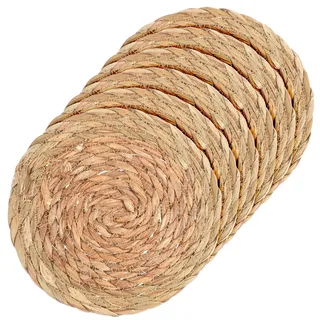 Larrel 6 Stück Tischset Rund Geflochten, Jute Boho Untersetzer Rustikal Vintage rutschfest und hitzebeständig Gewebte Platzsets Geflochtene Stroh Tischsets für Esstische, Küche, Hochzeit, Party