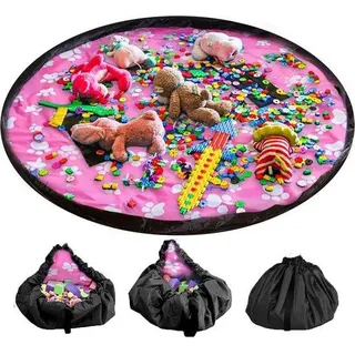 Kinderopbergtas mit Tragegriff, rote Spieldecke und Spielmat, 150 cm - Rosa