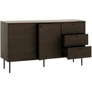 Mendler Kommode HWC-N78, Sideboard, 3 Schubladen 2 Türen, skandinavischer Stil Metall Holz Melamin MVG 85x150x40cm ~ dunkelbraun