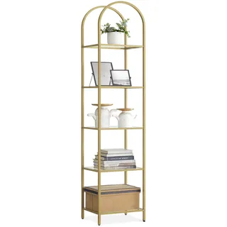 VASAGLE Bücherregal 5 Ebenen 40 x 30,2 x 183,5 cm Gold-transparent