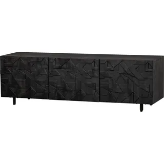Woood Lowboard WOOOD "Counter TV-Kommode", schwarz, B:160cm H:50cm T:45cm, Holz teilmassiv, Sideboards, Lowboard, Inklusive geräuschlosem Push-to-Open-System, Breite 176 cm