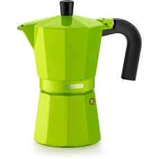Monix Lima Italienische Espressomaschine, Kapazität für 3 Tassen, Aluminium, grün, 9 cm.