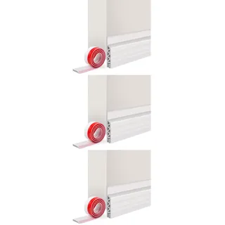 Vinabo Isolierender Tür-Zugluftstopper, 100 cm x 5 cm, Anti-Zugluft-Türboden & Türabdichtung, Selbstklebender Türboden, Eingangstür-Isolierung, Kälteschutz, Schallschutz (1 x weiß) (Packung mit 3)